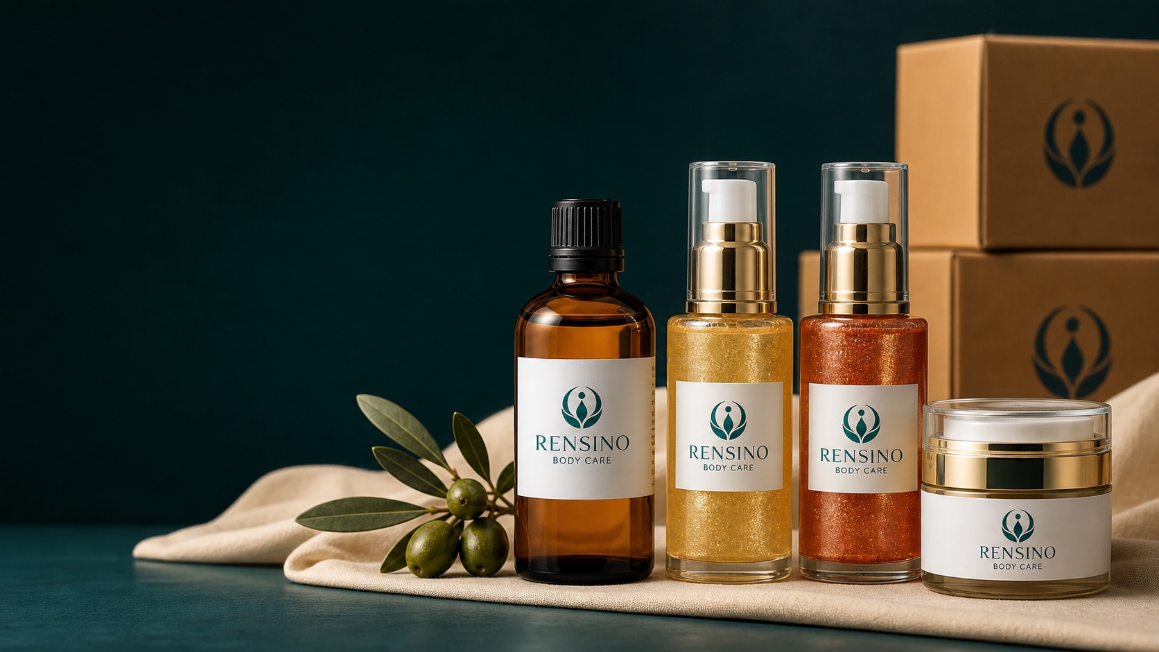 Rensino finished body oils and cream prepared for global brand distribution