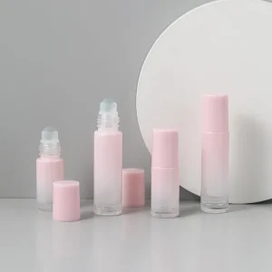 10 Ml Pink Perfume Essential Oil Clear 10ml Roller Roll On Glass Bottle With Stainless Steel Metal Roller Ball