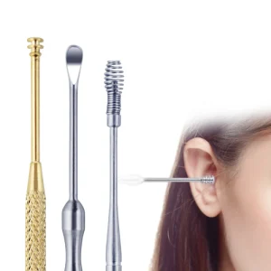 10 Pcs Customized Household Ear Wax Removal Kits Reusable Stainless Steel Ear Pick and Curette with Poly Bag for Cleaning