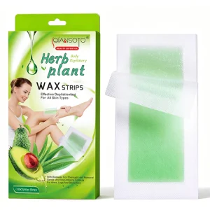 10 Pieces Disposable Double-Sided Aloe Vera Herb Plant Wax Strips Gentle Effective Hair Removal for Legs Arms Body & Bikini Area