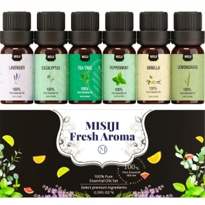 100% Pure Steam Distilled Essential Oils Set with Fresh Floral Fragrance Eco Friendly for Nourishing Body Care & DIY Skincare