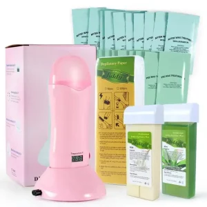 100CC Depilatory Pro Wax Waxing Cartridge with Temperature Display Warmer Heater Roller Kit for Hair Removal
