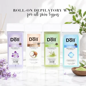 100g Rosin free Wax Hair Removal Doll Wax Roll on Roller Cartridge Depilatory Soft Wax for All Skin Type Pearl Wax
