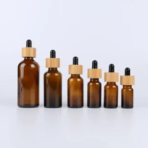 100ml Clear Amber Glass Oil Bottle Bamboo Dropper Bottle Bamboo Lid