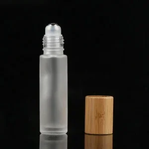 10ml Essential Oil Roll on Bottle Clear Frosted Perfume Fragrance Oil Bamboo Cap Roller Bottles With Roller Ball