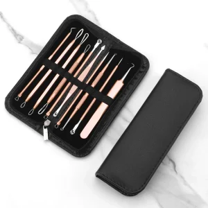 10pcs Blackhead Remover Tool Kit Face Skin Care Tools Facial Comedone Acne Needle Clip Pimple Tweezer Blemish Extractor Set