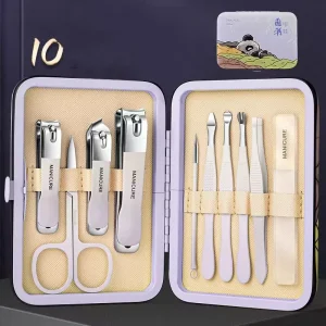 10psc Professional Manicure Set Personal Care Travel Kit Manicure and Pedicure Set for Guests
