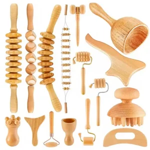 16 in 1 Wood Therapy Massage Tools Wood Massager Lymphatic Drainage Maderoterapia Kit for Muscle Pain Relief Body Sculpting