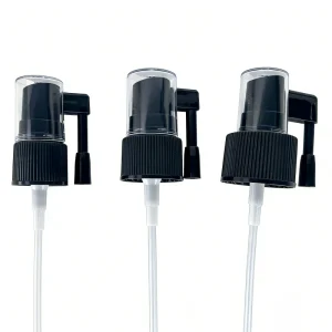 18/410 20/410 24/410 Customizable Black Medical PP Nasal Throat Fine Mist Non-Spill Ribbed Closure Spray Pump Bottles