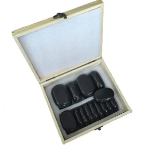 18Pcs Factory Black Mini Body Massage Stone Kit Hot Stone Set for Spa Massage Therapy