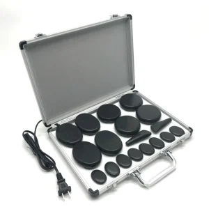 18Pcs Hot Stones Massage Set with Warmer Professional or Home Spa Massage Hot Stones Kit for Full Body Relaxation