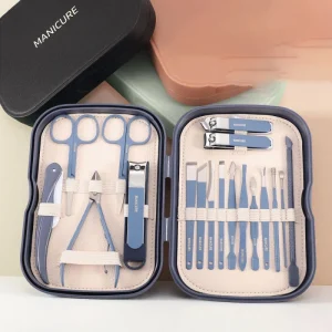 18pcs/set Manicure Sets Pedicure Kits Stainless Steel Nail Clipper Set Personal Care Tools with Case