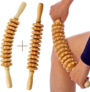 2 Pcs Kit Wood Therapy Massage Roller Handheld Body Cellulite Muscle Release Massager Easy to Use