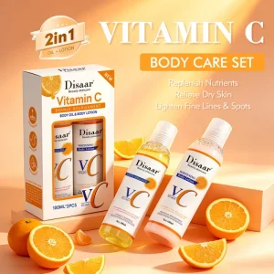 2-in-1 Vitamin C Oil Lotion Body Care Set Deeply Moisturizing Dry Skin Glowing Brightening Body Lotion Set Factory