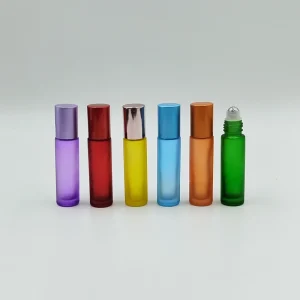 20ml 5ml 10ml 15ml Custom Empty Clear Round Amber Black Blue Glass Roll on Perfume Essential Oil Roller Bottle