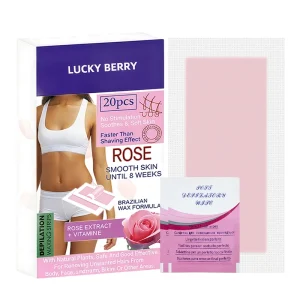 20pcs Rose Nonwoven Fabric Vegan Depilatory Wax Strips for Hair Removal on Sensitive Skin Face Under Arm & Body Unisex