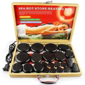 22pcs Natural Basalt Stone Hot SPA Energy Massage Set Premium Body Therapy Health Care Tool for Face Application