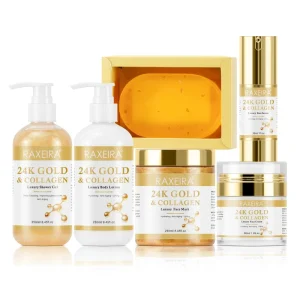 24k Gold Skin Care Kit Collagen Hyaluronic Acid Anti aging Face Serum Cream Mask Body Lotion Whitening Skin Care Set