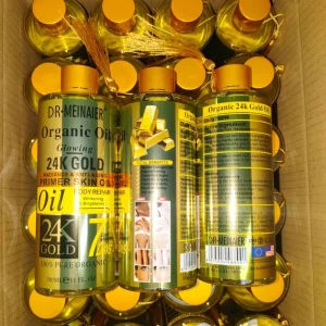 24k Gold Turmeric Oil Super Whitening Anti Aging Face and Body Lightening Spot Corrector Glowing Essential Oil 300ml