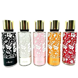 250ml Floral Embossed Body Mist Long Lasting Dubai Fragrance Body Spray Arabian Style Everyday Use