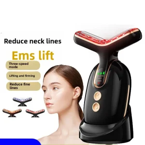 3 Modes 18 LED Light Wellness Neck Device RF EMS Microcurrent Firming Massager Anti Wrinkle Skin Rejuvenation Tool for Home Use