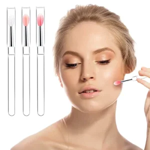 3-Piece Lip Brush Lipstick Set Reusable Silicone Lip Applicator Wand Retractable Scrub Brush for Gloss Cream Makeup