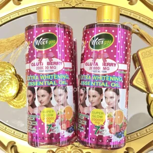 300ml Private Label Organic Rose Berry Essential Oil Face Body Brightening Essence Massage Oil with Tassels