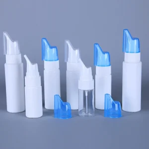 30ml Empty HDPE Nasal Spray Bottle Elephant Trunk Sprayer Blue Cover Pharmaceutical Nasal Wash Spray Bottle