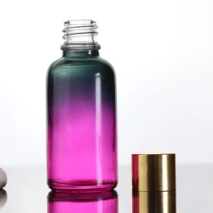 30ml Luxury Empty Cosmetic Round Pink Red Black Gradient Essential Oil Bottles Small Face Glass Serum Dropper Bottle