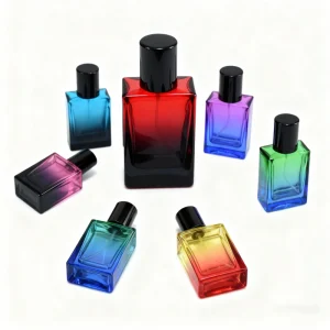30ml Luxury Square Fragrance Bottle Colored Spray Fragrance Empty Glass Perfume Containers Bottles With Cover