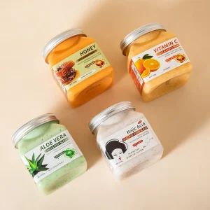 350g Fruity Aloe Vera Chicken Skin Cream Body Scrub Exfoliating Deep Cleansing Coffee Scrub Vitamin C Whitening Face OEM