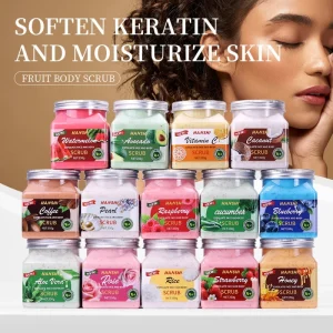 350ml Body Scrub with Lasting Fragrance Exfoliating Bath Salts and Rice Shower Gel in Stock