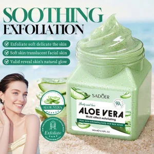 350ml Private Label Herbal Extract Aloe Vera Deep Cleaning Liquid Exfoliating Body and Face Scrub Cream