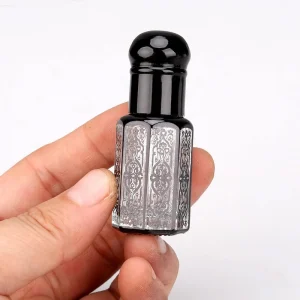 3ml Fancy Golden Silver Black Arabian Roll on Bottles for Essential Oil Vintage Arabic Glass Perfume Roll on Bottle for Perfume