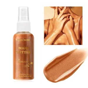 4 Color Body Shimmer Oil 60ml Shimmer Glitter Oil Liquid Highlighter Spray