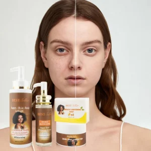 4 in 1 Skin Lightening Kit with Glutathione Whitening Lotion Serum Soap & Dark Spot Remover