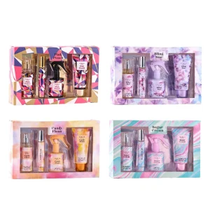 4Pcs Women Fragrance Gift Set Long Lasting Body Mist Hair Perfume Spray Mini Perfume Body Lotion Travel Size Beauty Care Kit