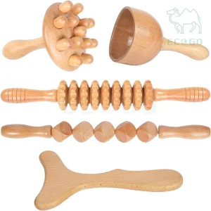 5 Piece Muscle Calf Trigger Point Fascia Manual Body Wooden Therapy Massage Tools