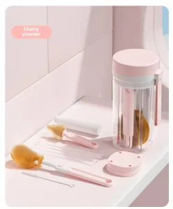5 in 1 Silicone and PP Material Baby Bottle Brush Set Travel Cleaning Brush Set for Baby Care