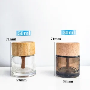 50ml Perfume Bottle Aroma Reed Diffuser Glass Bottle with Wooden Cap for Car