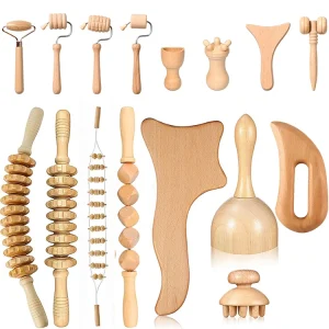 50set Mix Wood Therapy Massage Tools Set Gua Sha Kit Colombiana Lymphatic Drainage Massager Roller Therapy Wooden Body Massager