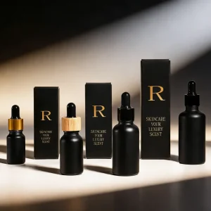 5ml 10ml 15ml 1oz 20ml 30ml 50ml 100ml Cosmetic Empty Black Serum Essential Hair Perfume Oil Glass Dropper Bottle With Box