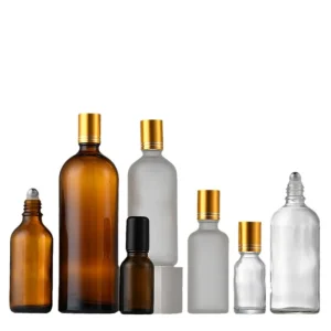 5ml 10ml 30ml 50ml 150ml 220ml Amber clear Round Perfume Roll on Glass Bottle Attar with Metal Roller Bottle for Essential Oil