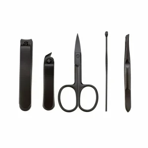 5pcs Durable Black Carbon Steel Personal Beauty Care Tools Kit