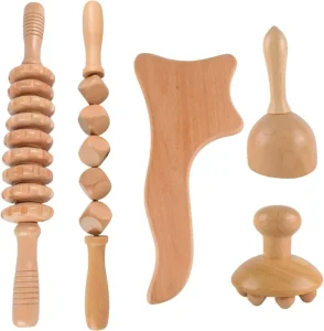 5pcs Portable Handheld Guasha Massager Facial Spa Body Shaping Tool Wood Therapy Massage Tools Set