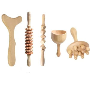 5pcs set Therapy Wooden Stick Wood Massage Tool Set Wooden Body Scalp Massager for Muscle Pain Relief