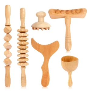 6 In 1 Professional Body Shaping Massage Tools Wooden Lymphatic Drainage Massager Wooden Massage Cup