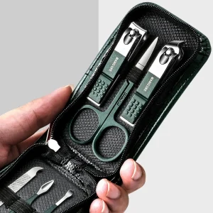 6 Pcs Portable Manicure Sets Pedicure Kits Bright Black Nail Clipper Set Personal Care Tools with Eyebrow Scissors