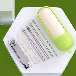 6-Piece Personal Care Tools Cylindrical Nail Clipper Ear Cleaner Ear Picking Tool Set