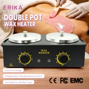 600ML Double Pot Wax Warmer Matte Black Finish Hair Removal Machine for Salon SPA Beauty Care Professional Use